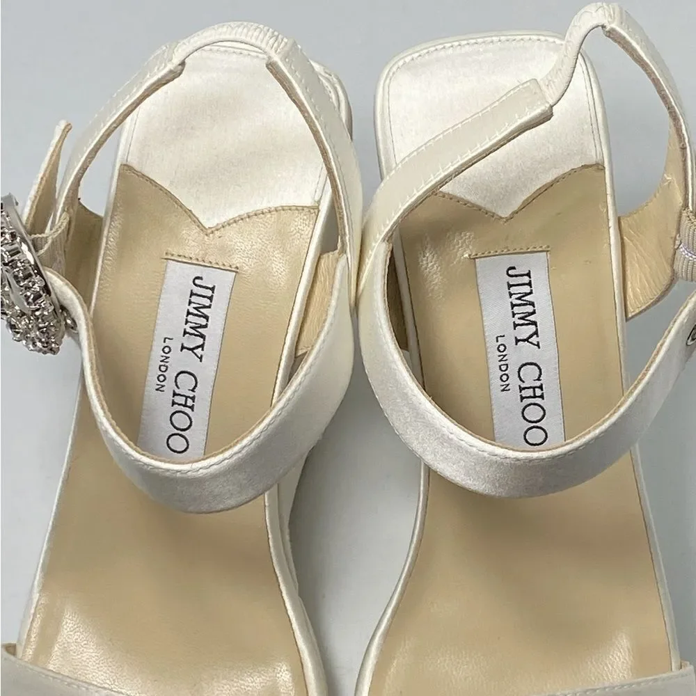 Jimmy Choo Mirabelle Satin Wedge Sandals size 38